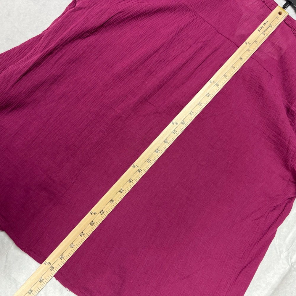 Preswick & Moore Women 1X Burgundy Cotton Gauze Embroidered Lace Button Top NWT - Picture 10 of 10